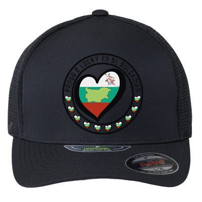 Proud And Lucky To Be Bulgarian I Love Bulgaria Flag Graphic Flexfit Unipanel Trucker Cap