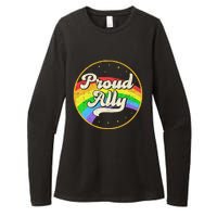 Proud Ally LGBT Pride Ally Rainbow Flag Retro Vintage Womens CVC Long Sleeve Shirt