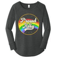 Proud Ally LGBT Pride Ally Rainbow Flag Retro Vintage Women's Perfect Tri Tunic Long Sleeve Shirt