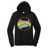 Proud Ally LGBT Pride Ally Rainbow Flag Retro Vintage Women's Pullover Hoodie