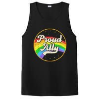 Proud Ally LGBT Pride Ally Rainbow Flag Retro Vintage PosiCharge Competitor Tank