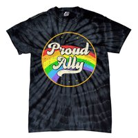 Proud Ally LGBT Pride Ally Rainbow Flag Retro Vintage Tie-Dye T-Shirt