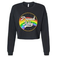 Proud Ally LGBT Pride Ally Rainbow Flag Retro Vintage Cropped Pullover Crew