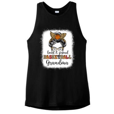 Proud And Loud Basketball Grandma Messy Bun Leopard Funny Gift Ladies PosiCharge Tri-Blend Wicking Tank