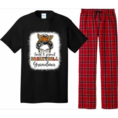 Proud And Loud Basketball Grandma Messy Bun Leopard Funny Gift Pajama Set