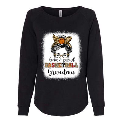 Proud And Loud Basketball Grandma Messy Bun Leopard Funny Gift Womens California Wash Sweatshirt