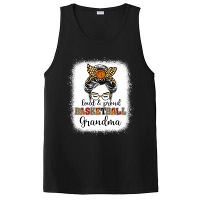 Proud And Loud Basketball Grandma Messy Bun Leopard Funny Gift PosiCharge Competitor Tank