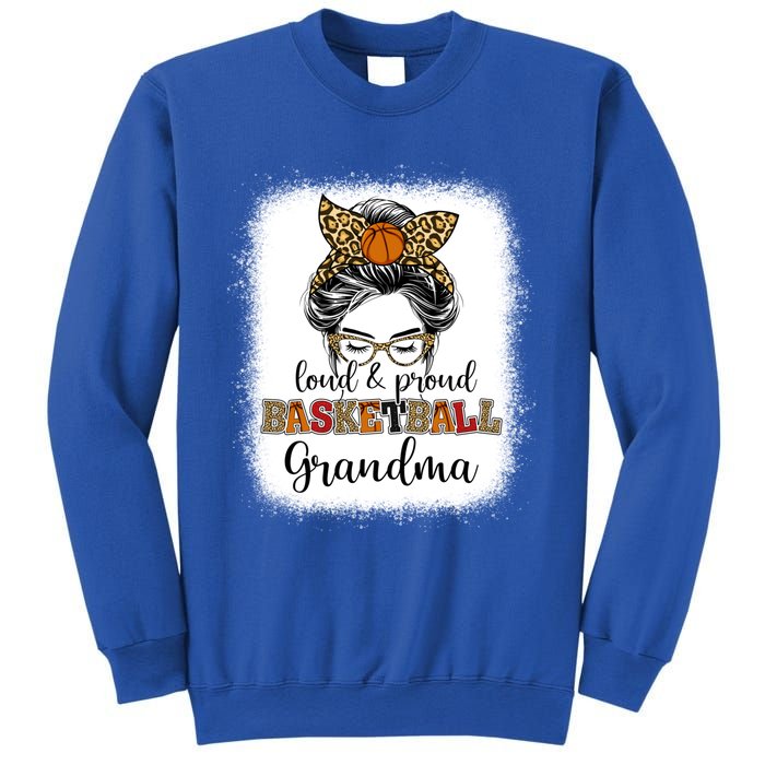 Proud And Loud Basketball Grandma Messy Bun Leopard Funny Gift Sweatshirt