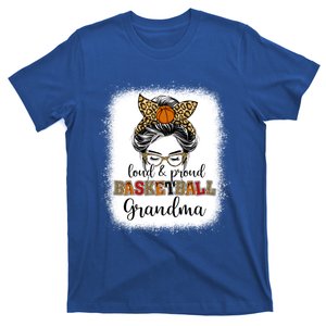 Proud And Loud Basketball Grandma Messy Bun Leopard Funny Gift T-Shirt