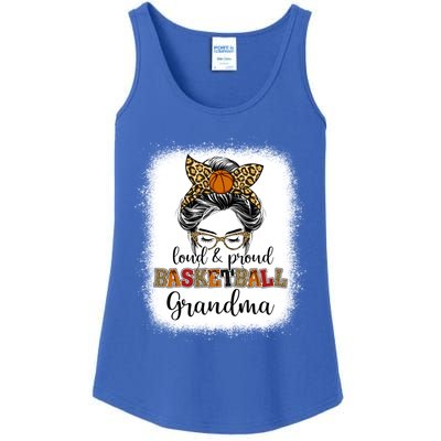 Proud And Loud Basketball Grandma Messy Bun Leopard Funny Gift Ladies Essential Tank