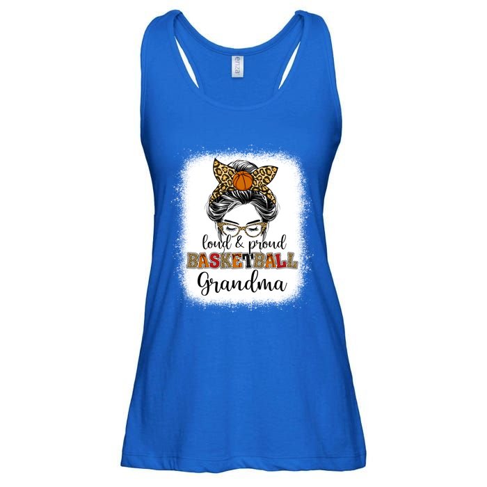 Proud And Loud Basketball Grandma Messy Bun Leopard Funny Gift Ladies Essential Flowy Tank