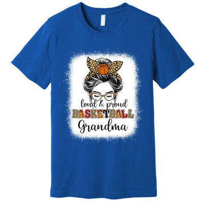 Proud And Loud Basketball Grandma Messy Bun Leopard Funny Gift Premium T-Shirt