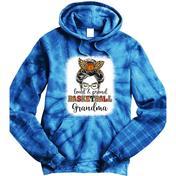 Proud And Loud Basketball Grandma Messy Bun Leopard Funny Gift Tie Dye Hoodie