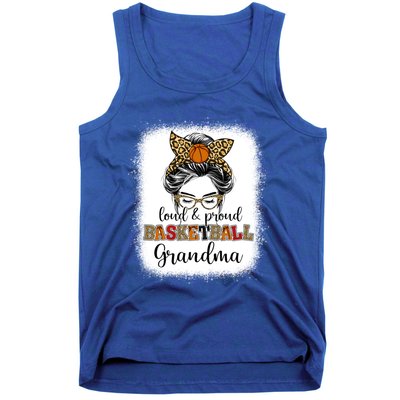 Proud And Loud Basketball Grandma Messy Bun Leopard Funny Gift Tank Top