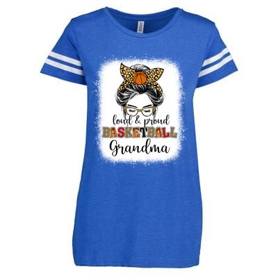 Proud And Loud Basketball Grandma Messy Bun Leopard Funny Gift Enza Ladies Jersey Football T-Shirt