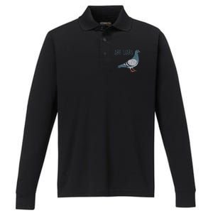 Pigeons Are Liars Arent Real Spies Birds Pun Gift Performance Long Sleeve Polo