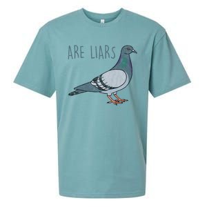 Pigeons Are Liars Arent Real Spies Birds Pun Gift Sueded Cloud Jersey T-Shirt