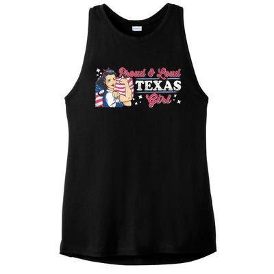 Proud And Loud Texas Proud American Gift Ladies PosiCharge Tri-Blend Wicking Tank