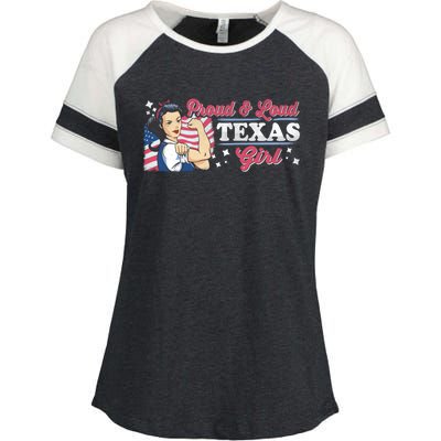 Proud And Loud Texas Proud American Gift Enza Ladies Jersey Colorblock Tee