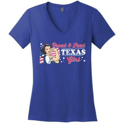 Proud And Loud Texas Proud American Gift Women's V-Neck T-Shirt