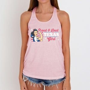 Proud And Loud Texas Proud American Gift Women's Knotted Racerback Tank