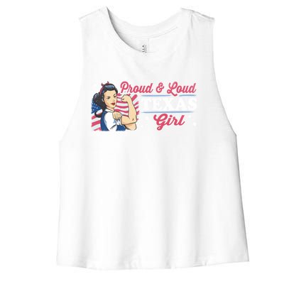 Proud And Loud Texas Proud American Gift Women's Racerback Cropped Tank