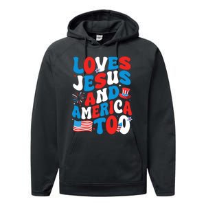 Patriotic Apparel Loves God America Too Perfect For July Performance Fleece Hoodie