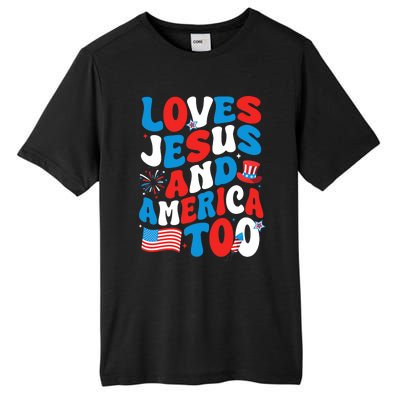 Patriotic Apparel Loves God America Too Perfect For July Tall Fusion ChromaSoft Performance T-Shirt