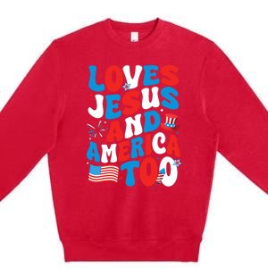 Patriotic Apparel Loves God America Too Perfect For July Premium Crewneck Sweatshirt