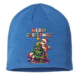 Pet Animal Lovers Xmas Cute Cats Decorating Christmas Tree Sustainable Beanie