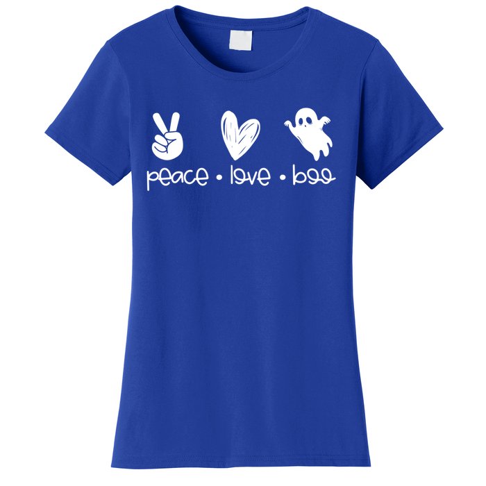 Peace And Love And Boo Ghost Halloween Autumn Fall Gift Women's T-Shirt