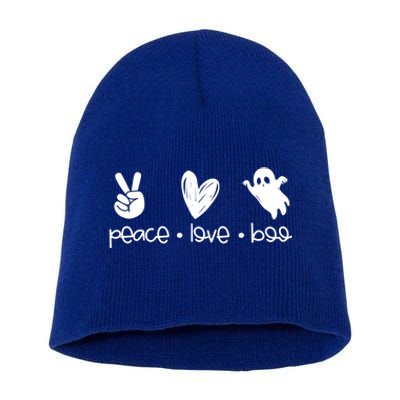 Peace And Love And Boo Ghost Halloween Autumn Fall Gift Short Acrylic Beanie