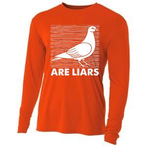 Pigeons Are Liars ArenT Real Spies Birds Pun Cooling Performance Long Sleeve Crew