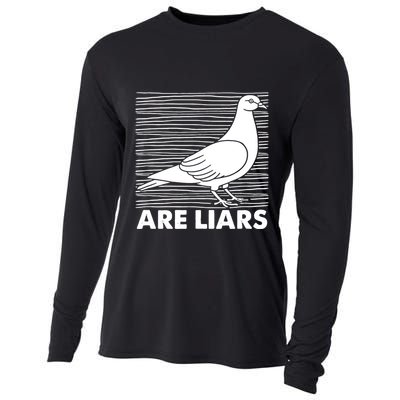 Pigeons Are Liars ArenT Real Spies Birds Pun Cooling Performance Long Sleeve Crew
