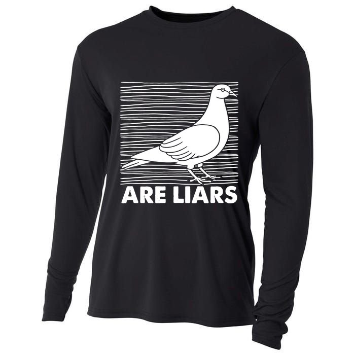 Pigeons Are Liars ArenT Real Spies Birds Pun Cooling Performance Long Sleeve Crew