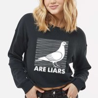 Pigeons Are Liars ArenT Real Spies Birds Pun Cropped Pullover Crew