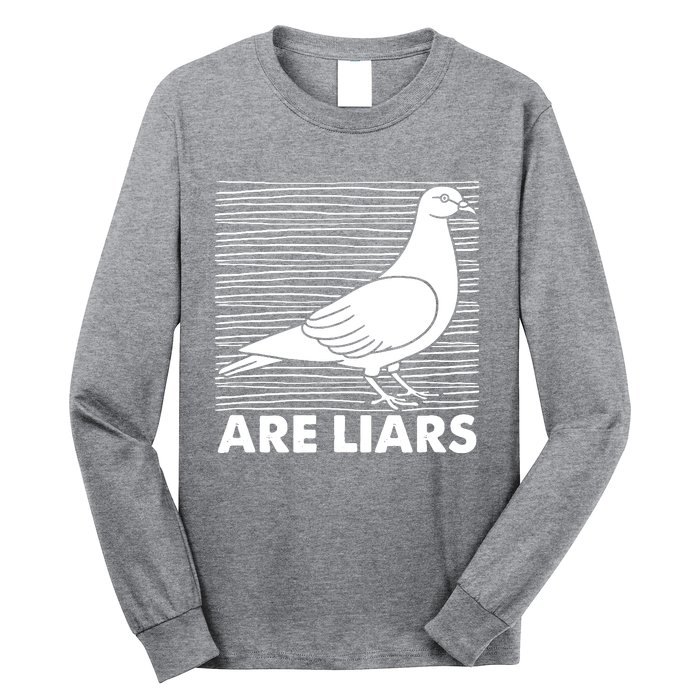 Pigeons Are Liars ArenT Real Spies Birds Pun Long Sleeve Shirt