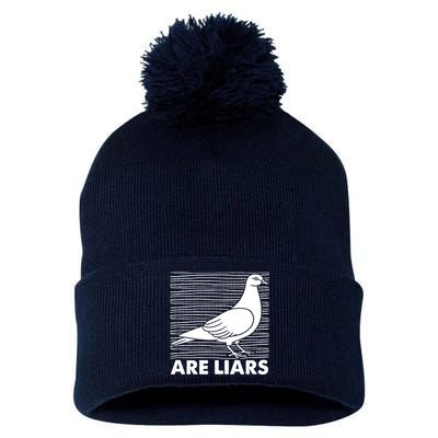 Pigeons Are Liars ArenT Real Spies Birds Pun Pom Pom 12in Knit Beanie