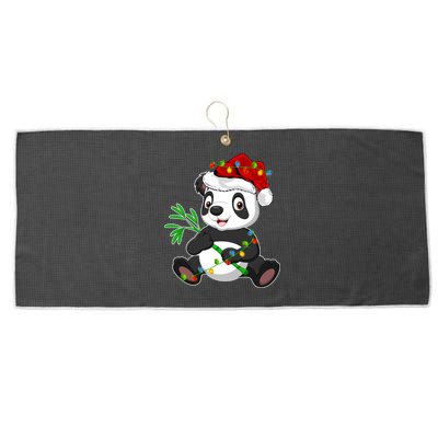 Panda Animal Lover Xmas Santa Hat Panda Christmas Gift Large Microfiber Waffle Golf Towel