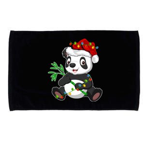 Panda Animal Lover Xmas Santa Hat Panda Christmas Gift Microfiber Hand Towel