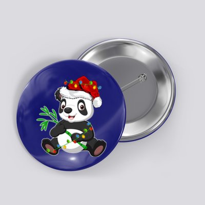 Panda Animal Lover Xmas Santa Hat Panda Christmas Gift Button