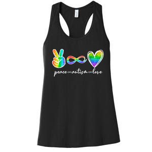 Peace Autism Love Infinity Symbol Autism Awareness Women's Racerback Tank