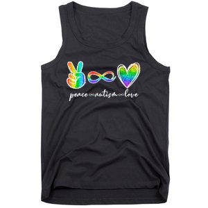 Peace Autism Love Infinity Symbol Autism Awareness Tank Top