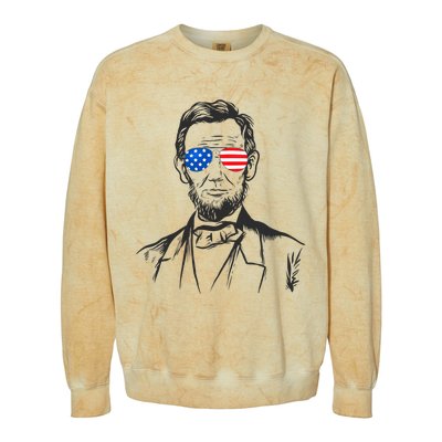 President Abraham Lincoln Portrait Usa America Sunglasses Colorblast Crewneck Sweatshirt