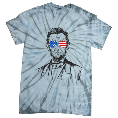 President Abraham Lincoln Portrait Usa America Sunglasses Tie-Dye T-Shirt