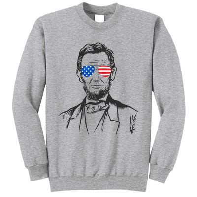 President Abraham Lincoln Portrait Usa America Sunglasses Tall Sweatshirt