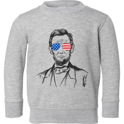 President Abraham Lincoln Portrait Usa America Sunglasses Toddler Sweatshirt