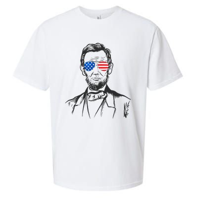 President Abraham Lincoln Portrait Usa America Sunglasses Sueded Cloud Jersey T-Shirt