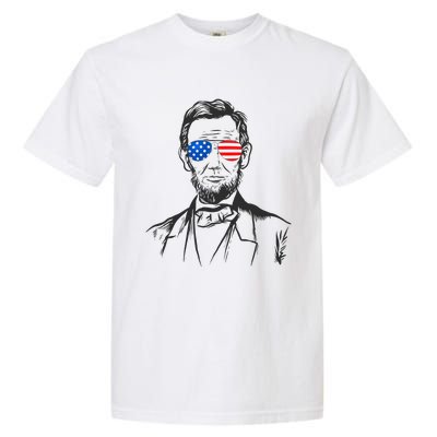 President Abraham Lincoln Portrait Usa America Sunglasses Garment-Dyed Heavyweight T-Shirt