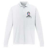 President Abraham Lincoln Portrait Usa America Sunglasses Performance Long Sleeve Polo